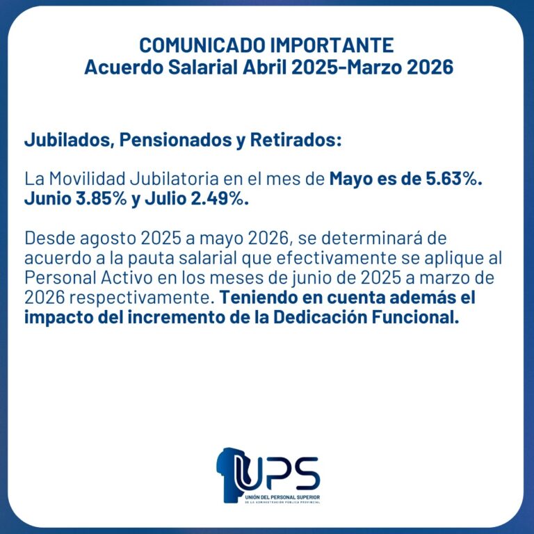 Acuerdo Salarial JUBILADOS, PENSIONADOS Y RETIRADOS:                                              Abril 2025 – Marzo 2026