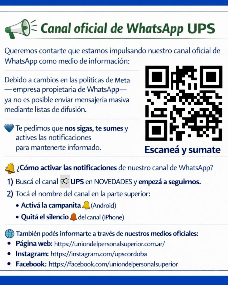 📲Canal oficial de WhatsApp UPS